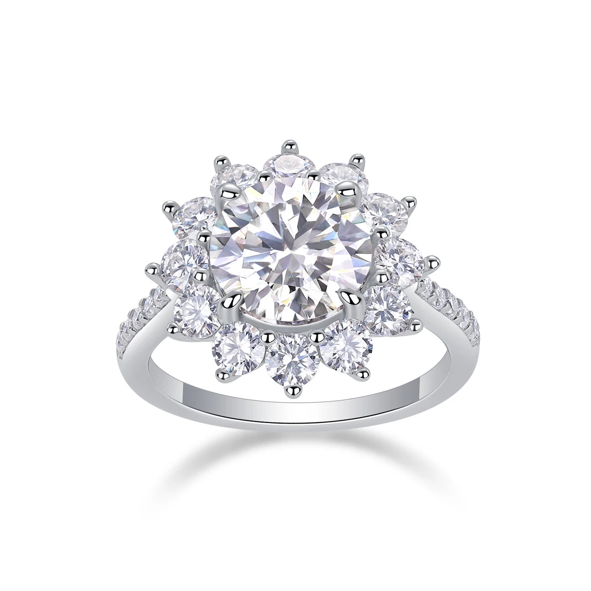 NEVE 3ct Round Cut Flower Halo Statement Ring