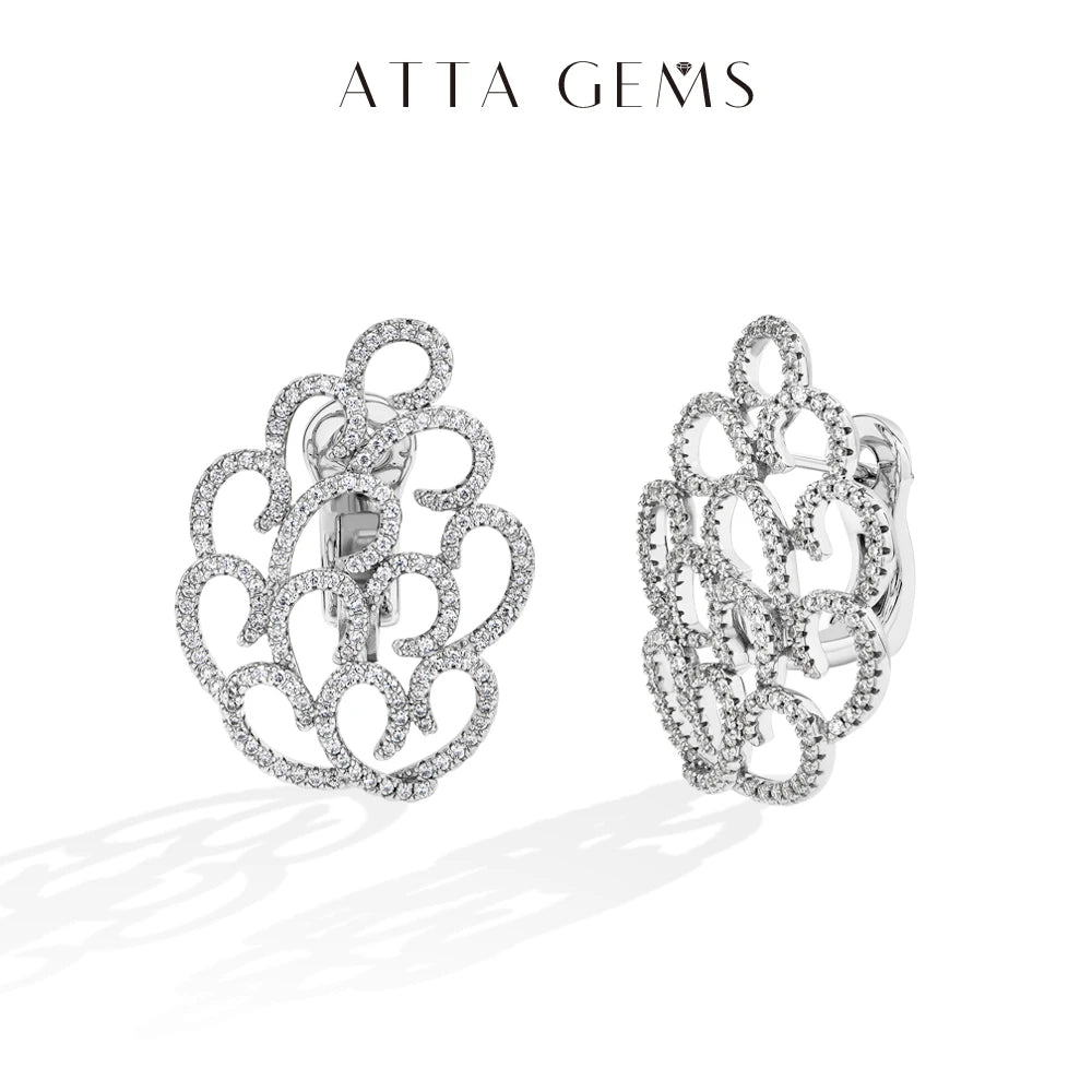 ATTAGEMS Snowflake Women's Earrings For Party S925 Silver Moissanite Earrings D VVS1 Yellow Gold Plated Gifts Sparkling Jewelry