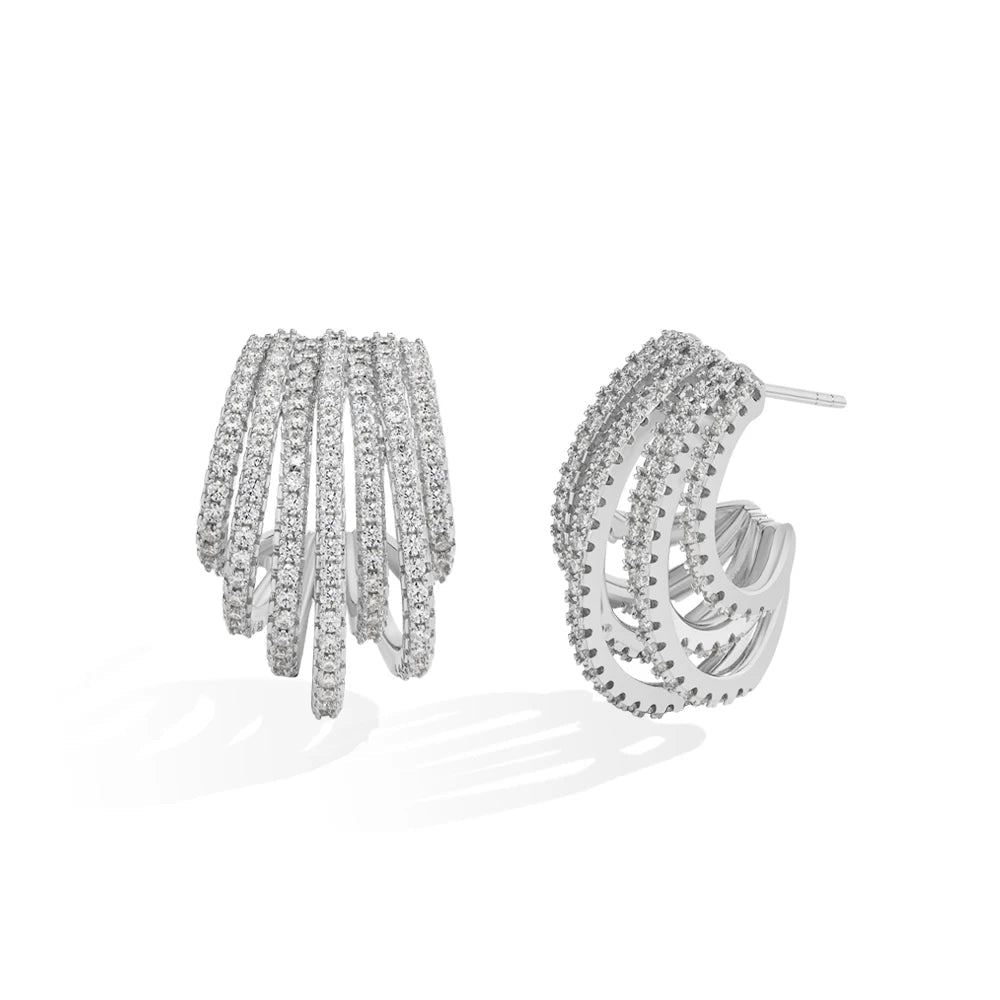 NEVE Architectural Multi-Hoop Radiant Earrings