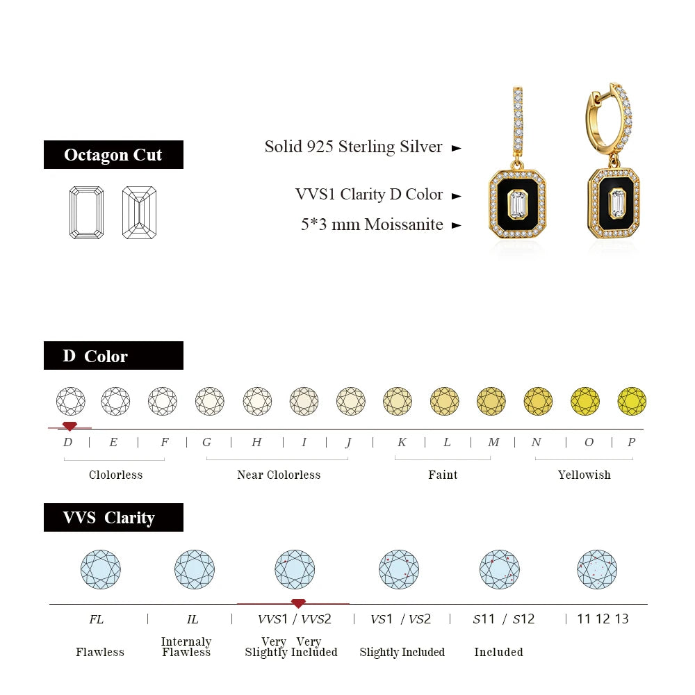 ATTAGEMS D Color Luxurly Moissanite Earrings for Women Solid 18k 14k 10k Gold Au585 Hool Stud Earrings Anniversary Fine Jewelry