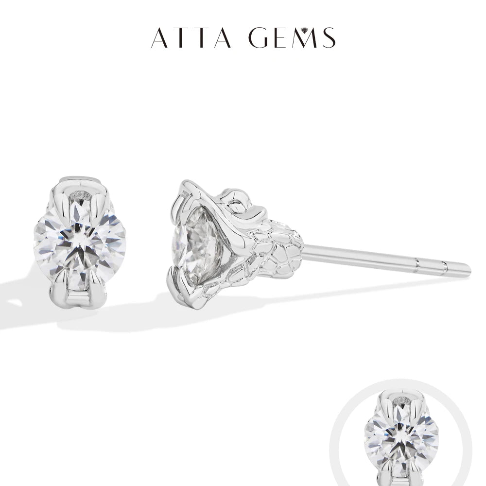 ATTAGEMS Round Cut 0.5CT Moissanite Stud Earrings 925 Sterling Silver 18K Gold Plated ForWomen Girl Sparkling Engagement Jewelry