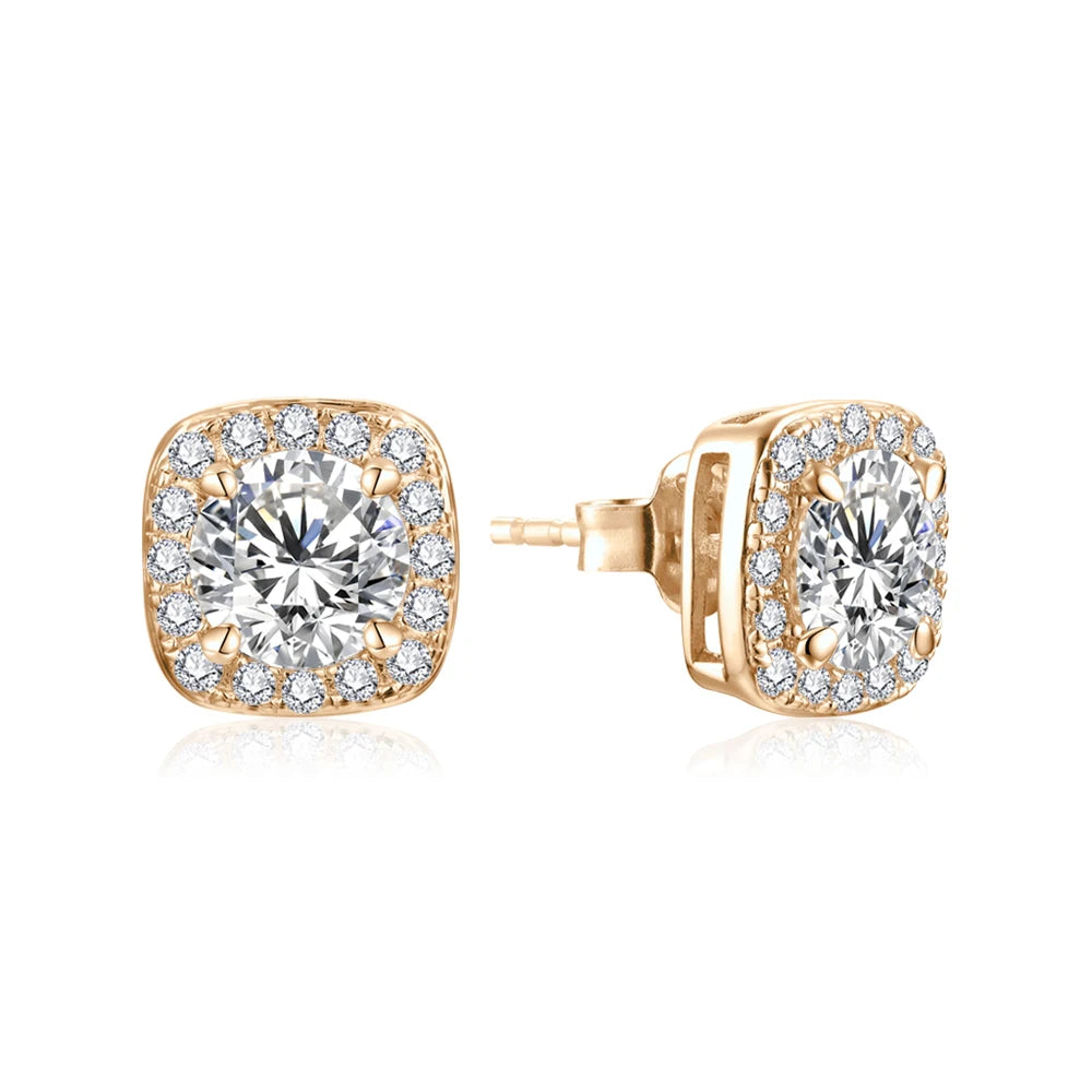 ATTAGEMS Luxurly 1.0ct Moissanite Earrings Diamond 925 Sterling Silver Gold Plated Moissanite Fine Jewelry Certificate Wholesale