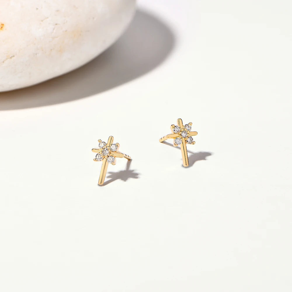 Attagems Snowflake Moissanite Earrings DVVS1 Real 925 Sterling Silver 18K Gold Plated for Women Wedding Engagement Party Jewelry