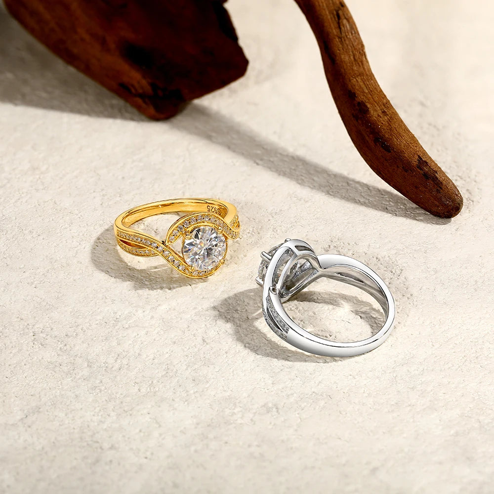 NEVE 1.5ct Radiant Halo Round Ring