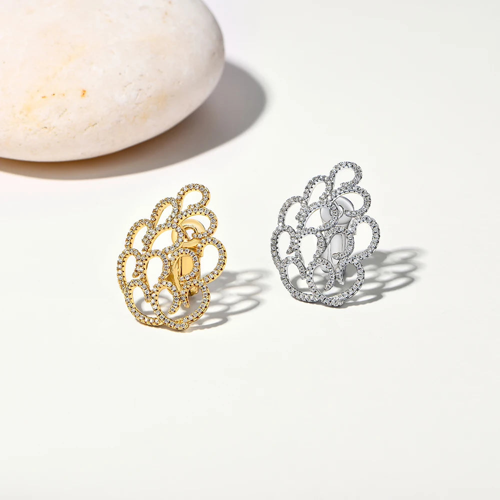 ATTAGEMS Snowflake Women's Earrings For Party S925 Silver Moissanite Earrings D VVS1 Yellow Gold Plated Gifts Sparkling Jewelry