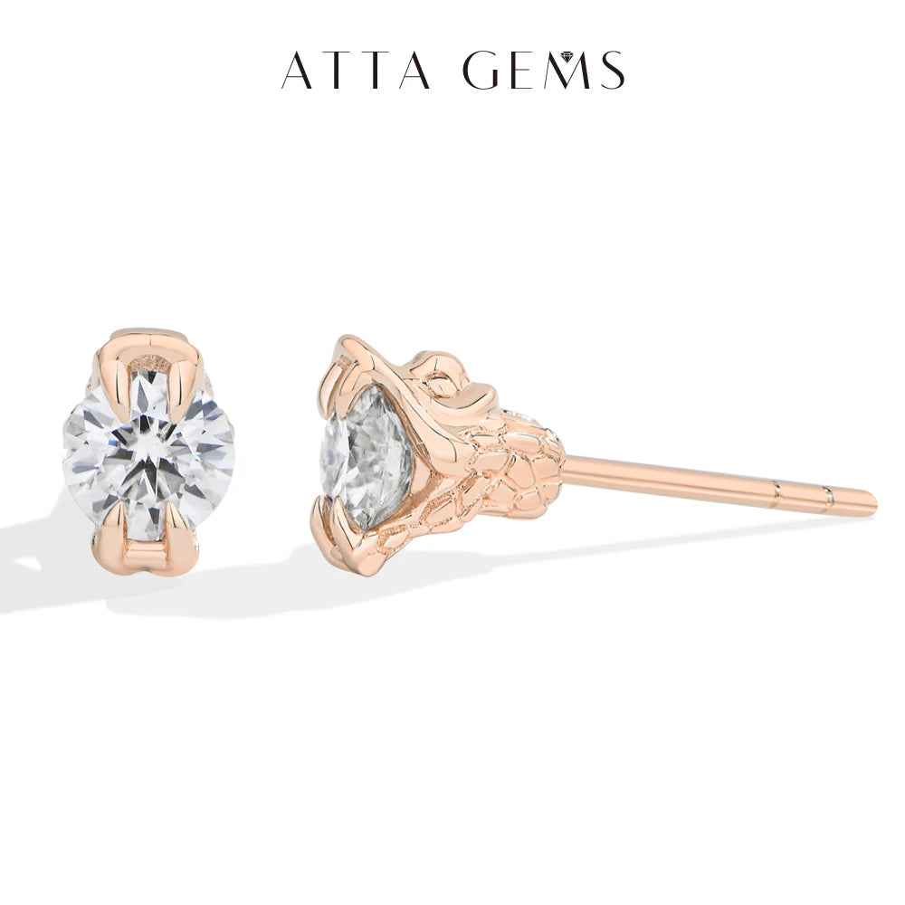 ATTAGEMS Round Cut 0.5CT Moissanite Stud Earrings 925 Sterling Silver 18K Gold Plated ForWomen Girl Sparkling Engagement Jewelry