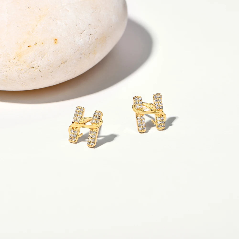 ATTAGEMS Exquisite Snake Moissanite Stud Earring 925 Sterling Silver H-letter Earring For WomenMan Party Jewelry With Mysterious