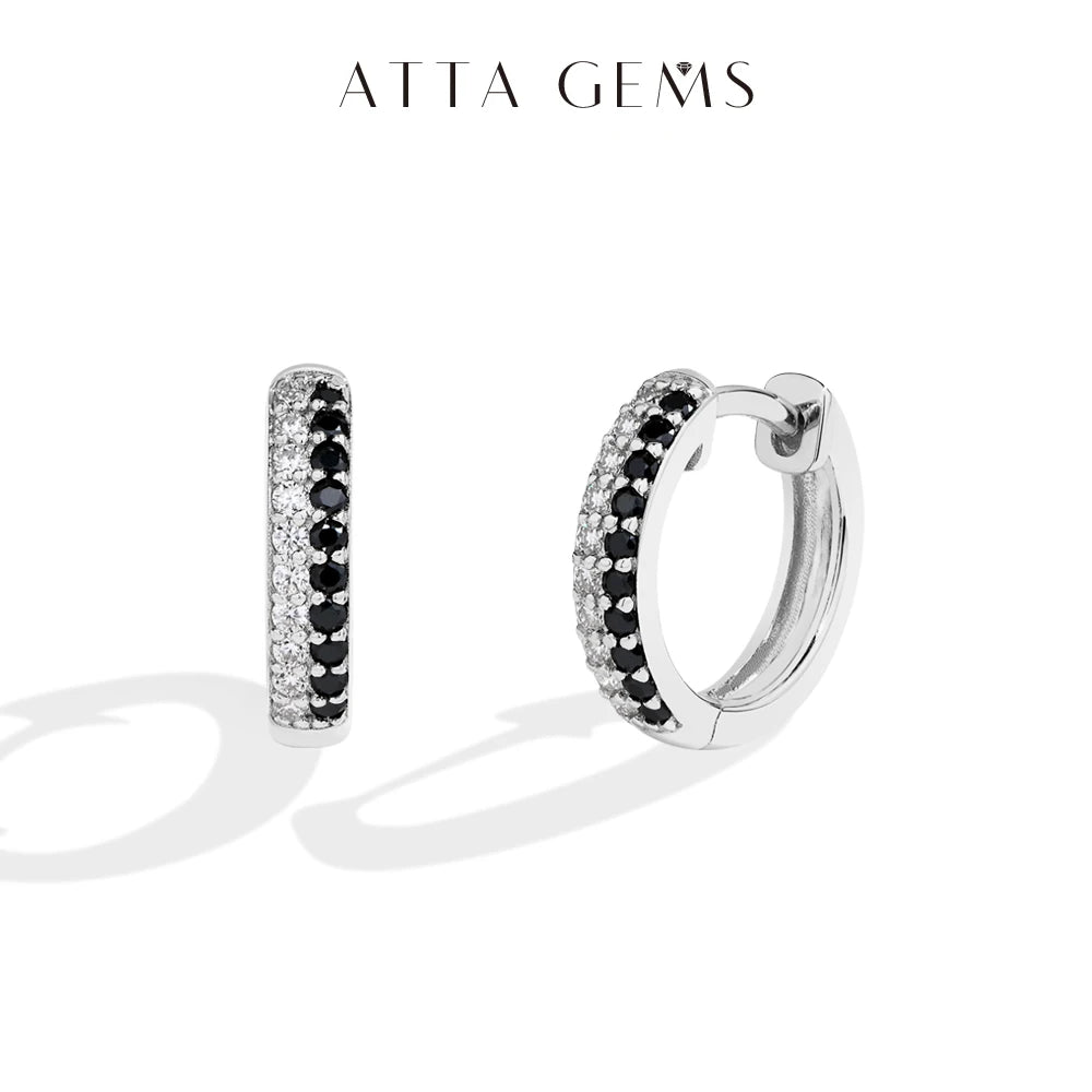 ATTAGEMS Black and White Moissanite Diamond Earrings  S925 Sterling Silver Gold Plated For Women Birthday Gifts Fine Jewelry New