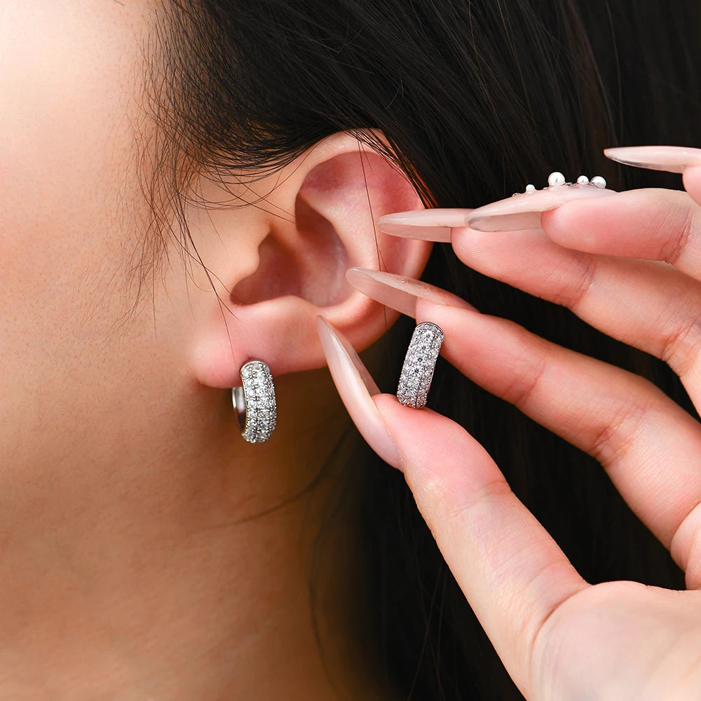 Attagems D VVS1 Round Moissanite Diamond Suit Earrings For Women S925 Sterling Silver 18K Gold Plated Engagement Wedding Jewelry