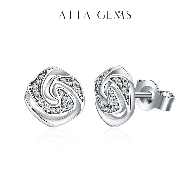 Attagems D Color Moissanite Stud Earrings For Women Test Passed Top Quality 925 Sterling Silver Wedding Jewelry Girlfriend Gift