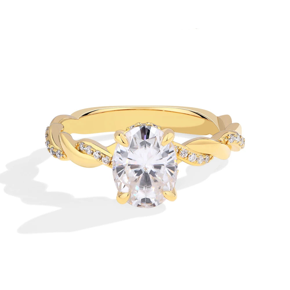 NEVE 2ct Oval Cut Cross Solitaire Ring