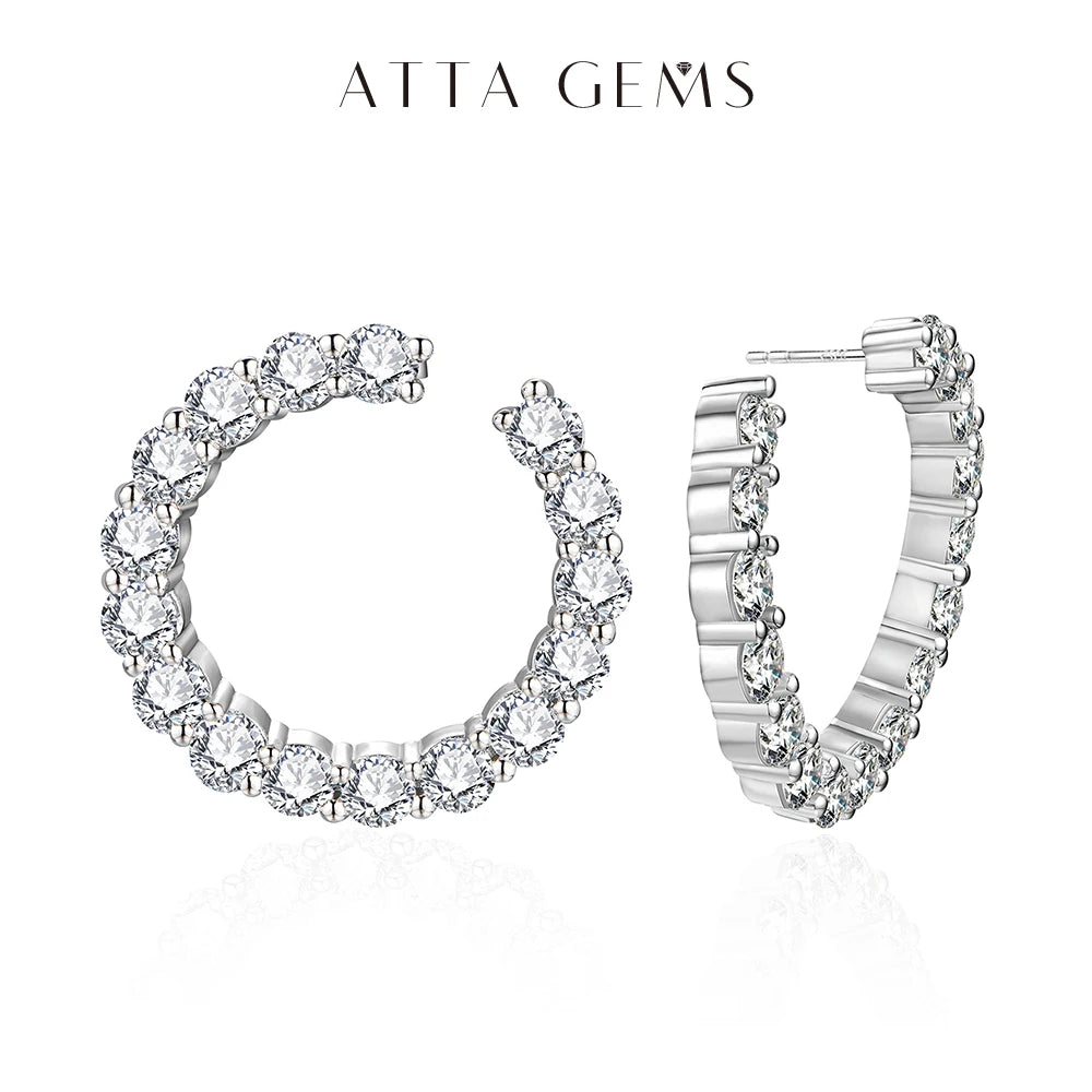 ATTAGEMS Moissanite Hool Earrings 925 Sterling Silver Passed the Diamond Test Wedding Earrings for Women Gift Fine Jewelry Band