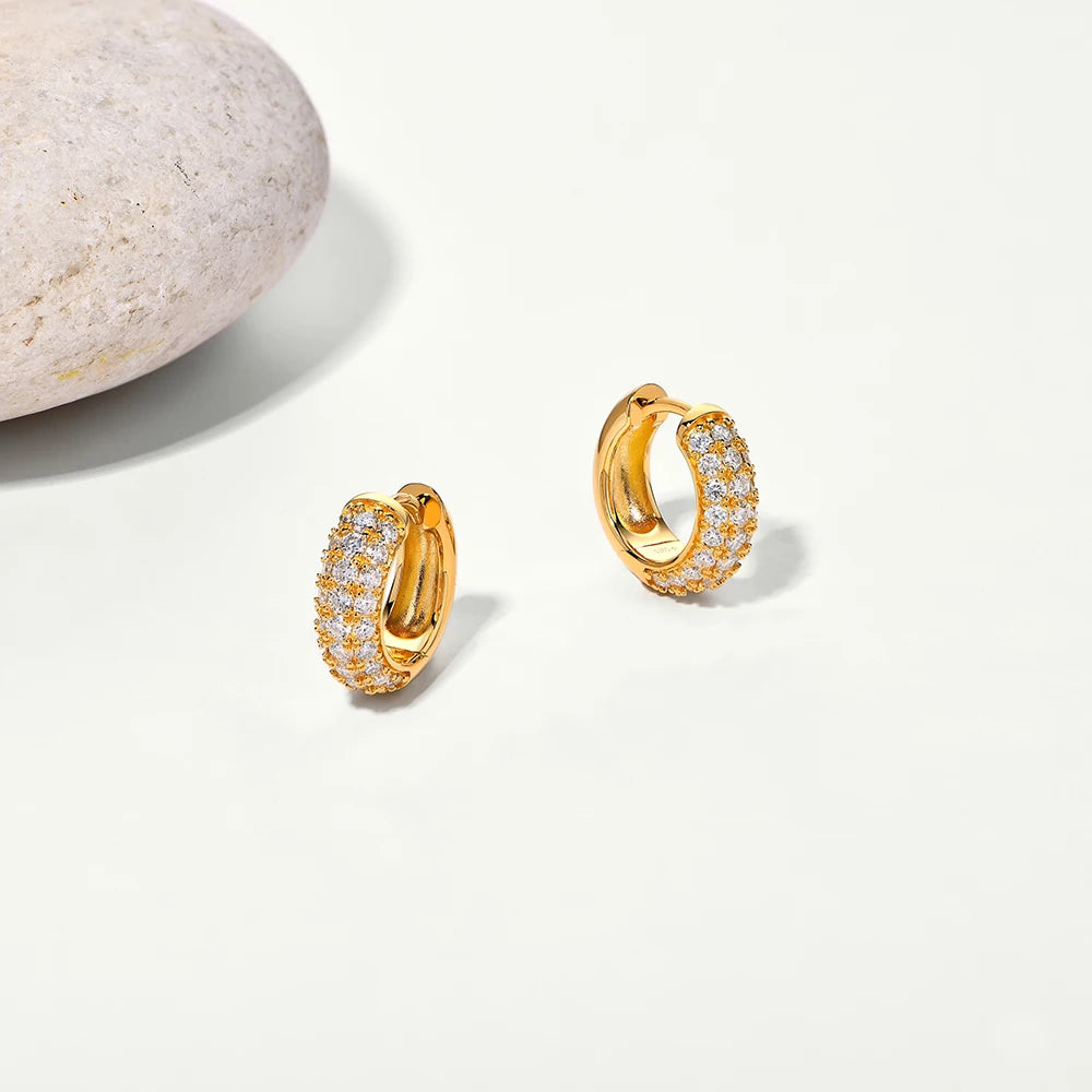 Attagems D VVS1 Round Moissanite Diamond Suit Earrings For Women S925 Sterling Silver 18K Gold Plated Engagement Wedding Jewelry