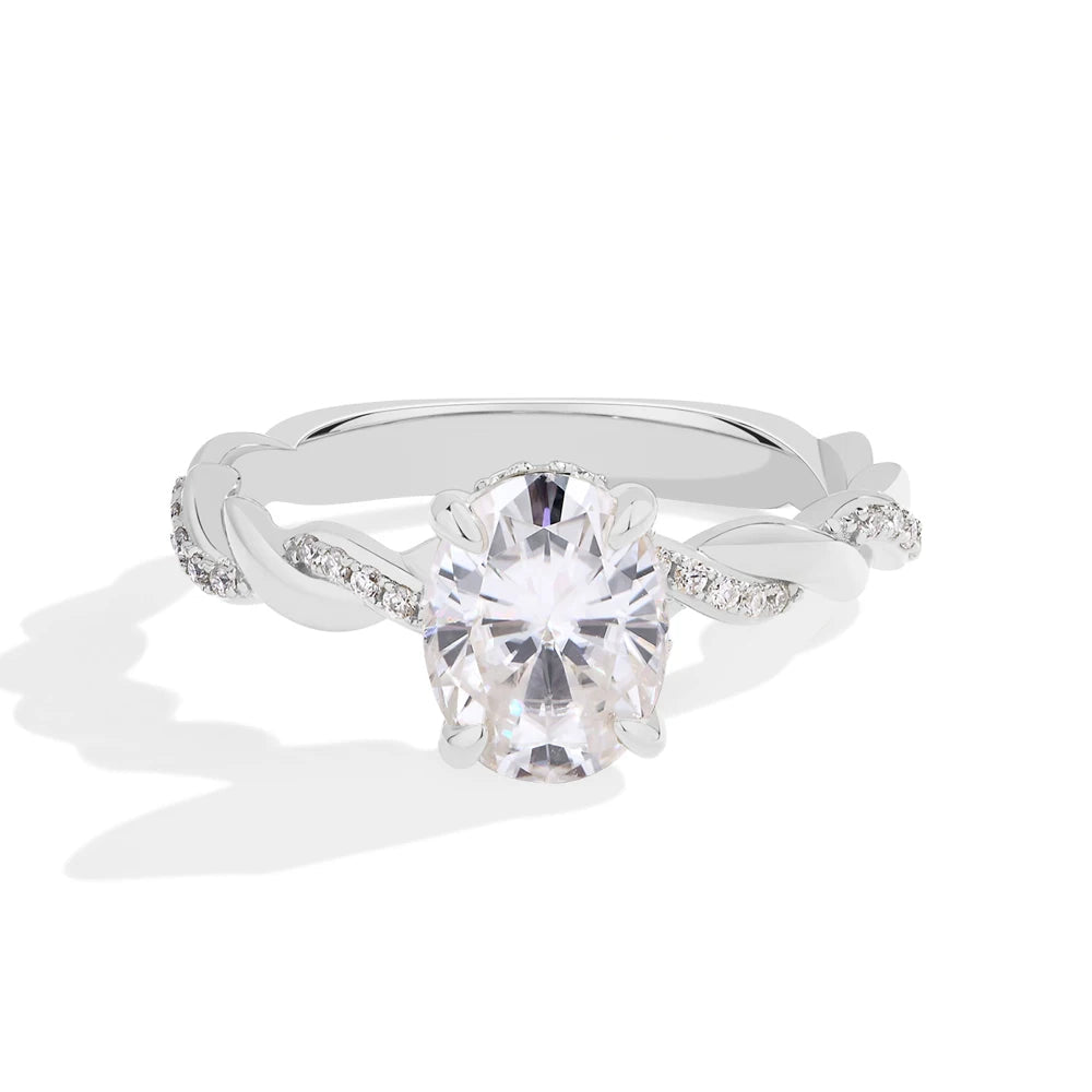 NEVE 2ct Oval Cut Cross Solitaire Ring