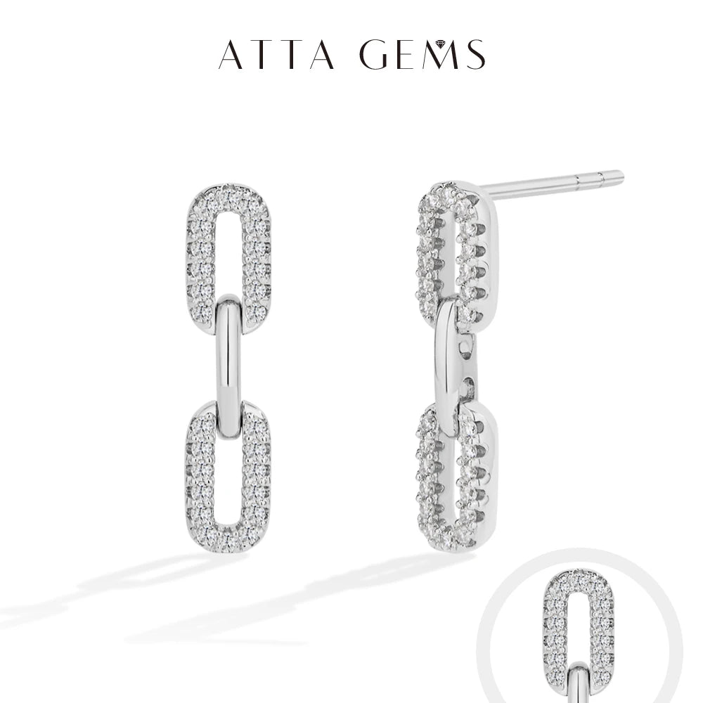 ATTAGEMS S925 Sterling Silver 18k Gold Plated Moissanite Stud Earring For Women Interlocking Design Valentine's Day Jewelry Gift