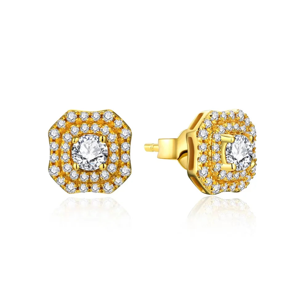 NEVE Modern Square Halo Radiant Stud Earrings (1.0ctw)