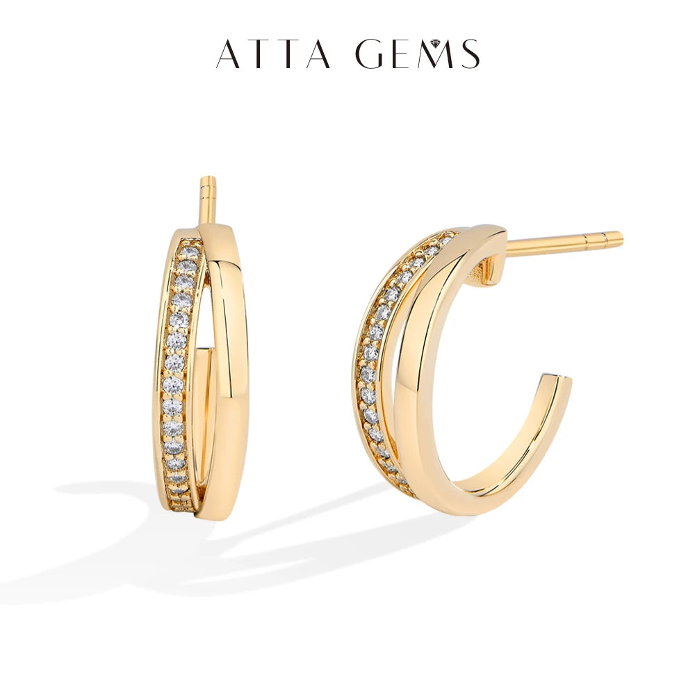 ATTAGEM New Classic Moissanite Earrings Women 925 Sterling Silver Earring Luxury High Quality Pass Diamond Test ForParty Jewelry