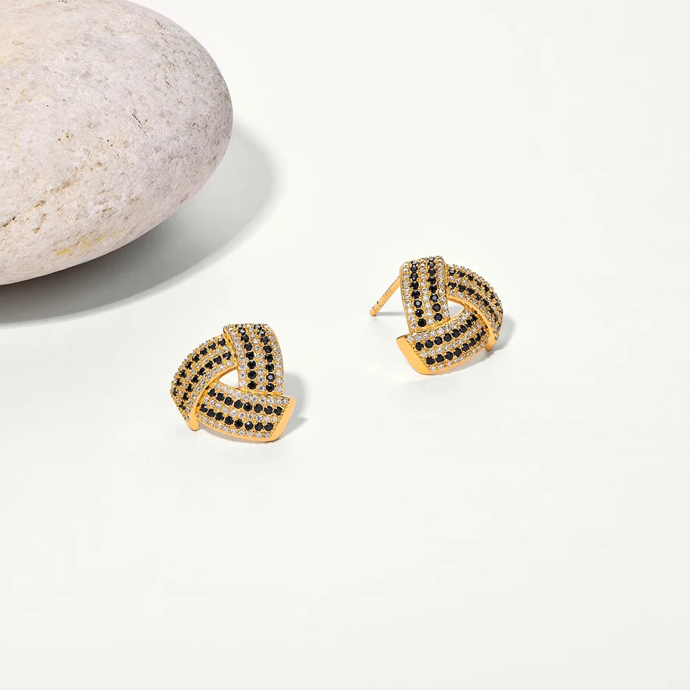 Attagems DVVS Moissanite Diamond Triangle Stud Earring For Women 925 Sterling Silver 18K Gold Plated Birthday Gift Party Jewelry