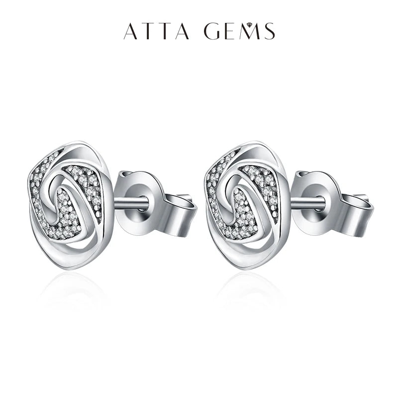 Attagems D Color Moissanite Stud Earrings For Women Test Passed Top Quality 925 Sterling Silver Wedding Jewelry Girlfriend Gift
