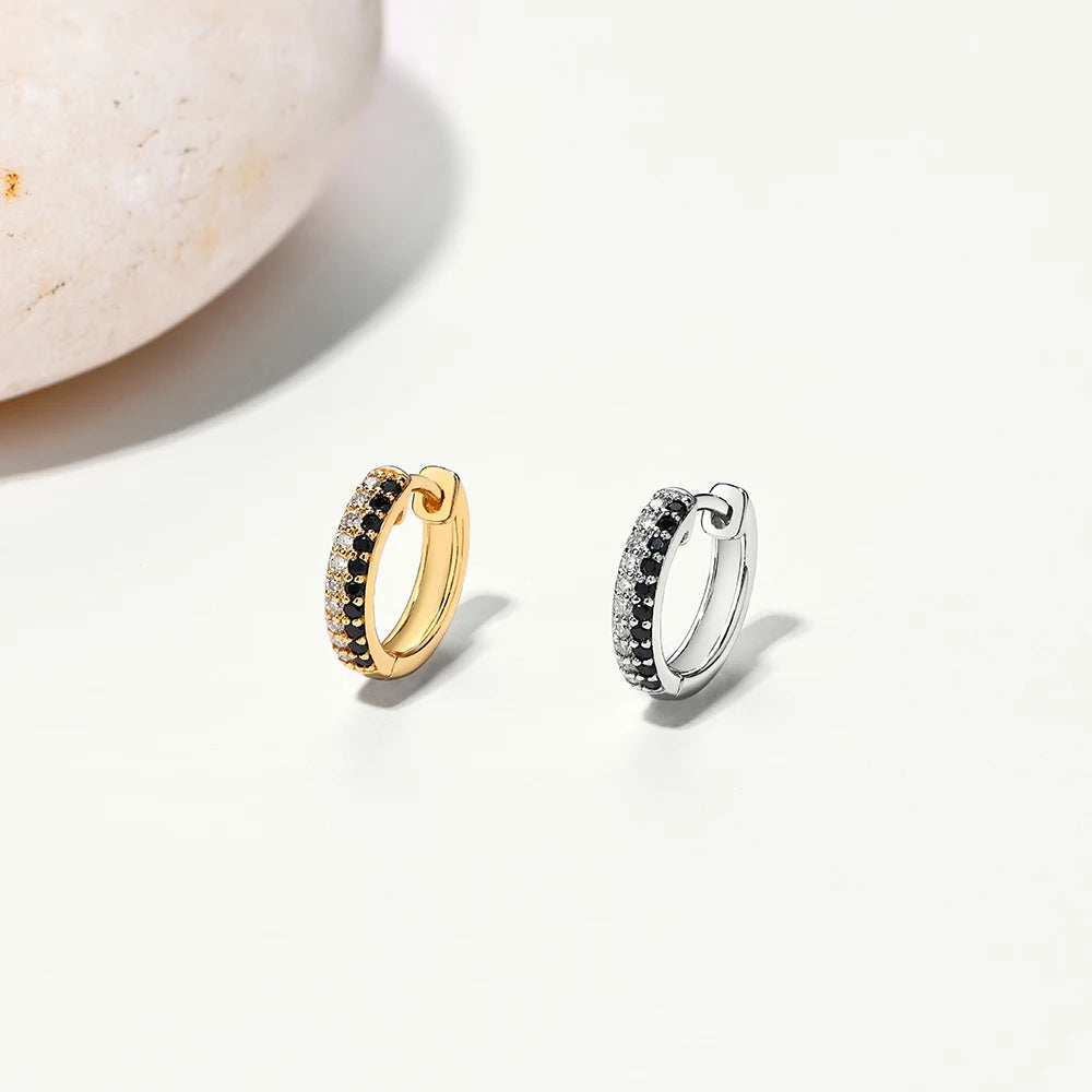 ATTAGEMS Black and White Moissanite Diamond Earrings  S925 Sterling Silver Gold Plated For Women Birthday Gifts Fine Jewelry New