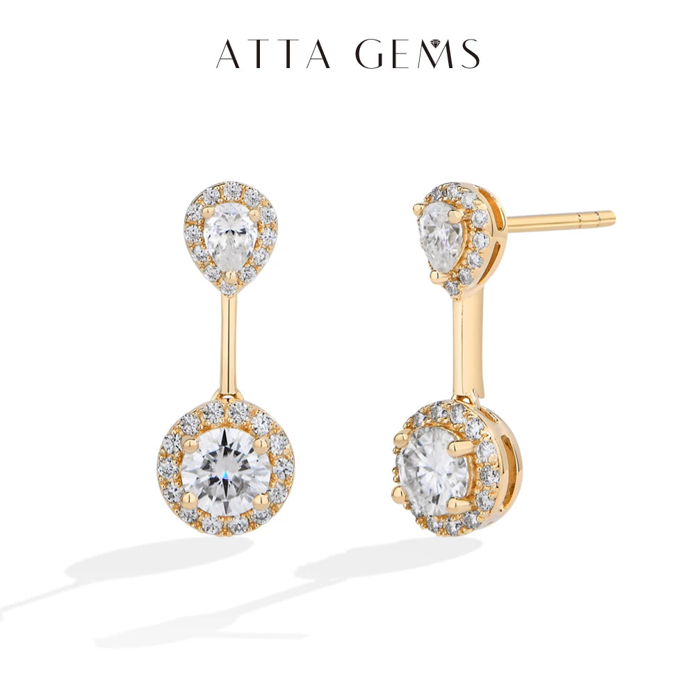 ATTAGEMS DVVS1 Brilliant Moissanite Drop Earring for Women Girl S925 Sterling Silver Engagement Wedding Stud Jewelry Test Passed