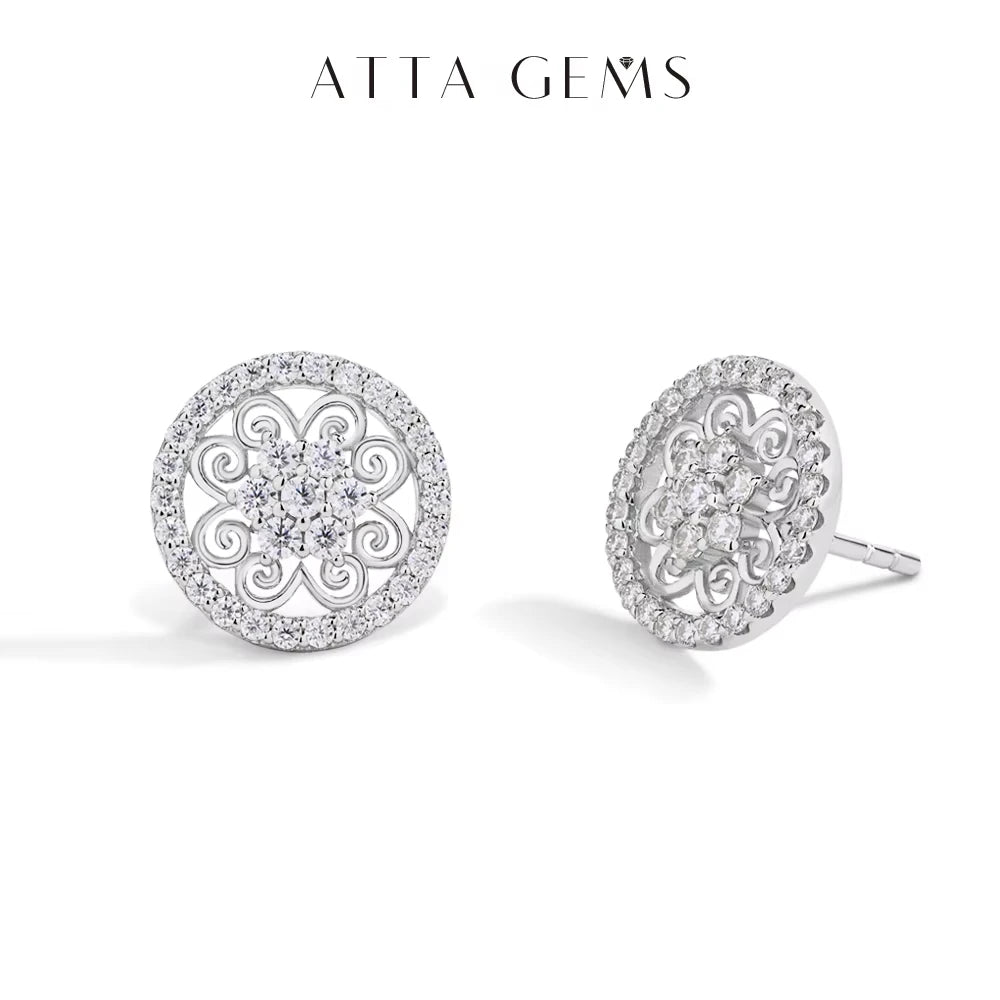 ATTAGEMS Sparkling Moissanite Earrings for Women D VVS1 Color Pass Diamond Test Solid S925 Sterling Silver Wedding Jewelry Gift