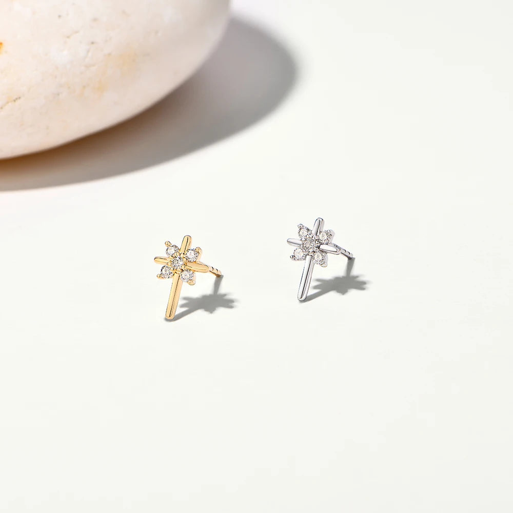 Attagems Snowflake Moissanite Earrings DVVS1 Real 925 Sterling Silver 18K Gold Plated for Women Wedding Engagement Party Jewelry