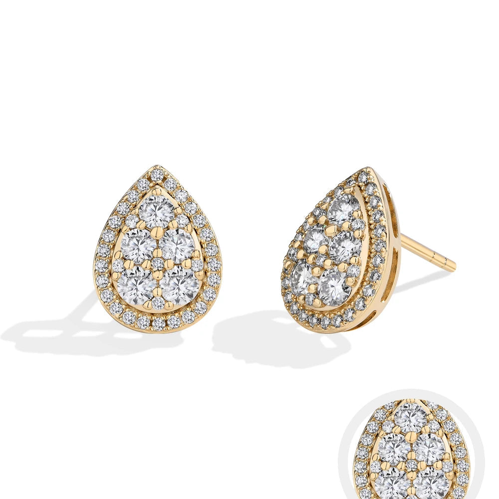 Attagems Teardrop Shape Earrings Moissanite DVVS1 Round Cut 925 Sterling Silver Gold Plated For Women Wedding Party Jewelry Gift